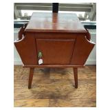 Wood Side Phone Table With Cabinet and Magazine Ra