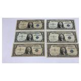 Currency (6, 3 are *Stars*) 1935/1957 $1 Silver