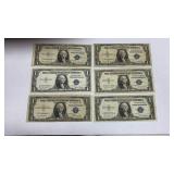 Currency (6) 1935 $1 Silver Certificate Notes