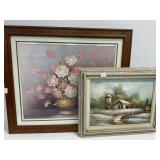 Two Framed Wall Artworks: Prints and Painting