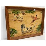 Framed Fabric Dogs and Pheasant