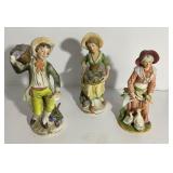 Three Painted Ceramic Figurines