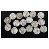 (17) Silver Standing Liberty Quarters