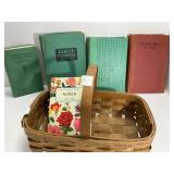 Vintage Gardening Books with Wooden Basket