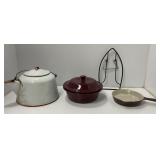 Enameled Cookware and Metal Trivet