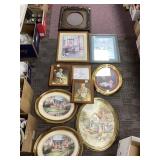 Framed Prints and an Ornate Empty Frame