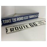 Two 19-Inch Metal Route Signs