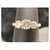 14 KT Yellow Gold Moissanite Ring, Size 8