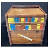 Folk Art Cigarette Music Box with Painted Bookshel