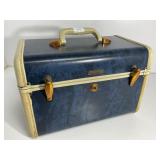 Samsonite Blue Train Case With Cream Accents