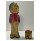 Painted Plaster Figure Bank and Tin Coin Bank