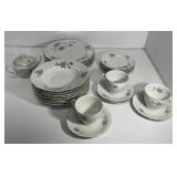 Porcelain Dinnerware Set with Floral Motif