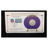 1887 Silver Morgan Dollar w/ Stamps & Facts for