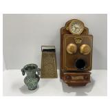 Decorative Lot: Vase, Grater, and Wall-Mounted Clo