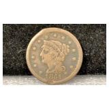 1851 Large Cent, rim damaged