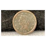 1848 Large Cent, rim damaged