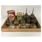 Oil Cans and Two Vintage Tins