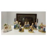 Home Interiors 'Denim Days' Figurines and Glass Tr