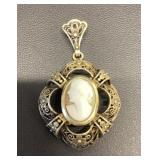 10KT Yellow Gold Cameo Pendant with Filigree Desig