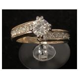 18KT Gold Ring with Accent Stones, Size 5