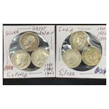 (3) Great Britain Silver Six Pence, (3) India