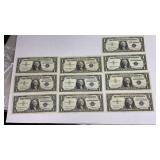 Currency (13) 1957 $1 Silver Certificate Notes