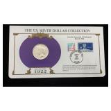 1922 Silver Peace Dollar w/ Stamps & Facts for