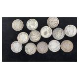(13) Silver Barber Quarters