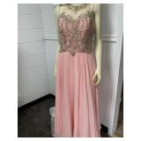 Pink Sleeveless Gown with Beaded Bodice