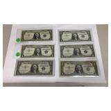 Currency (6, 1 is *Star) 1957 $1 Silver