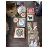 Framed Needlework and Prints