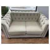 Tufted Upholstery Loveseat, Cream, 62 in Wide