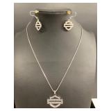 .925 Silver Necklace and Earrings Set with Rhinest