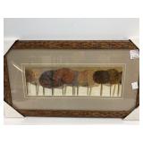 Framed Contemporary Print with Leaves Motif