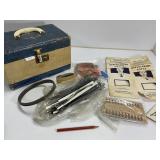 Vintage Sewing Box with Supplies and Packaging
