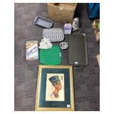 Kitchenware and Gold-Framed Artwork