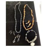 Costume Jewelry Set With Necklace, Bracelet, and E