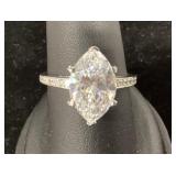 .925 Silver Ring with Marquise-Cut Center Stone, S