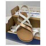 BOBS by Skechers White and Rose Gold Vegan Sandals