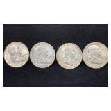 1960-PD, 1961-PD Silver Franklin (4) Half Dollars