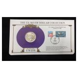 1926-D Silver Peace Dollar w/ Stamps & Facts for