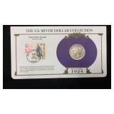1924 Silver Peace Dollar w/ Stamps & Facts for