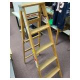 Wooden Step Ladder With Metal Braces