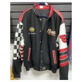 Reversible Leather Patchwork NASCAR Jacket, Size L