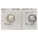 (2) Silver Proof Roosevelt Dimes: 2000-S, 2002-S