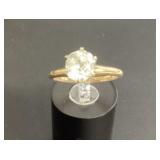14KT Gold Ring with Glass Stone, Size 7