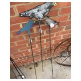 3 Metal Bird Garden Stakes