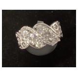 .925 Silver Moissanite Ring, Size 8