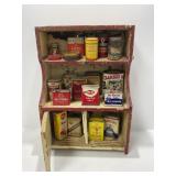 Wooden Spice Rack with Vintage Spice Tins