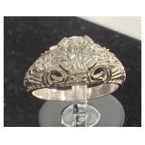 925 Silver Moissanite Ring, Size 8